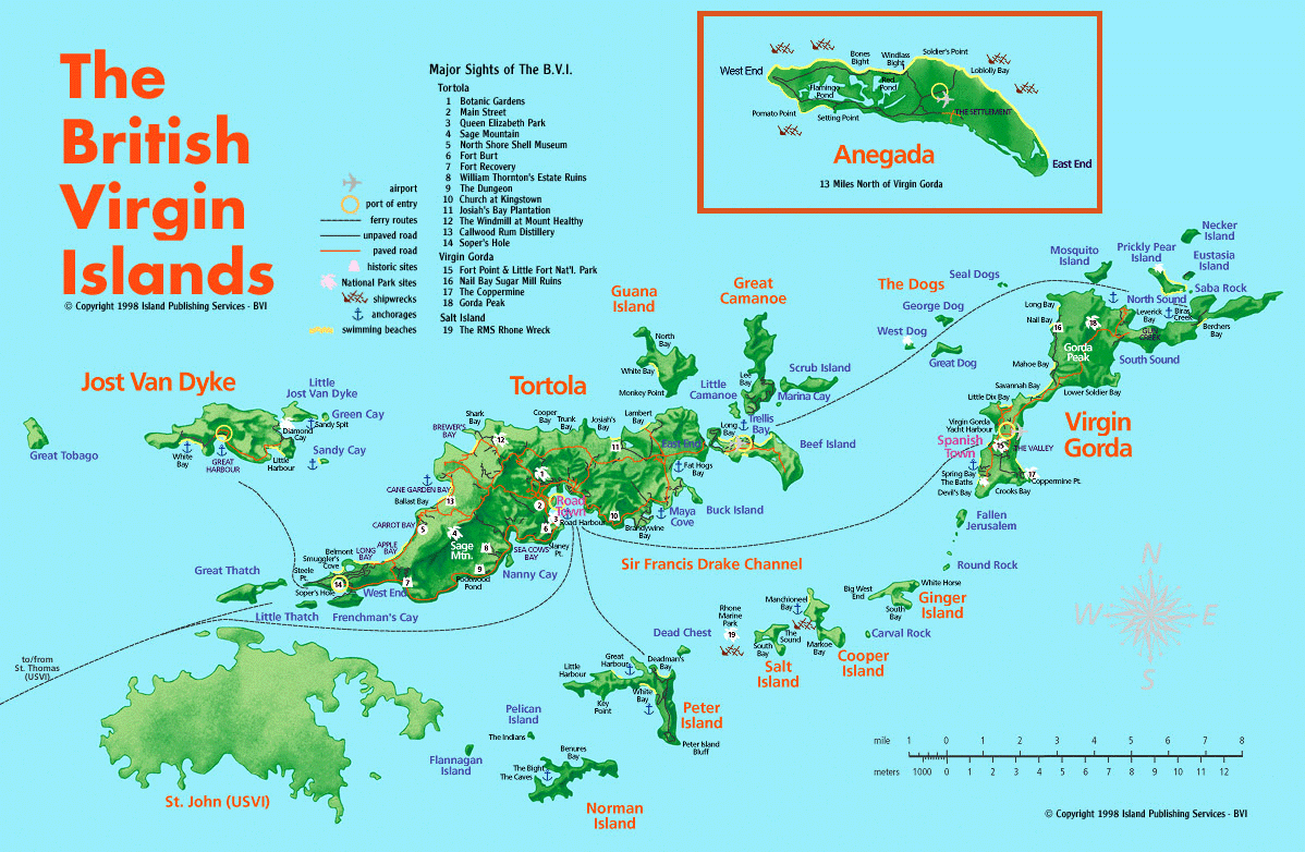 Iles Vierges Britanniques touristique carte